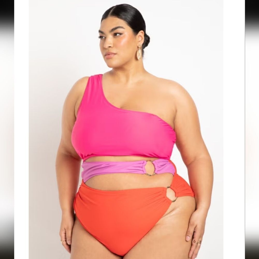 Gabi Fresh X Eloquii One Shoulder Swimsuit Size 24 - Picture 2 of 6